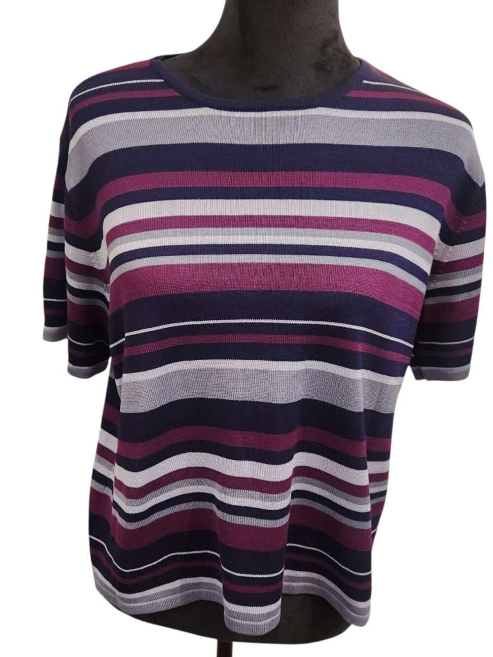 Kasper Silk Purple Stripe Blouse Size 18